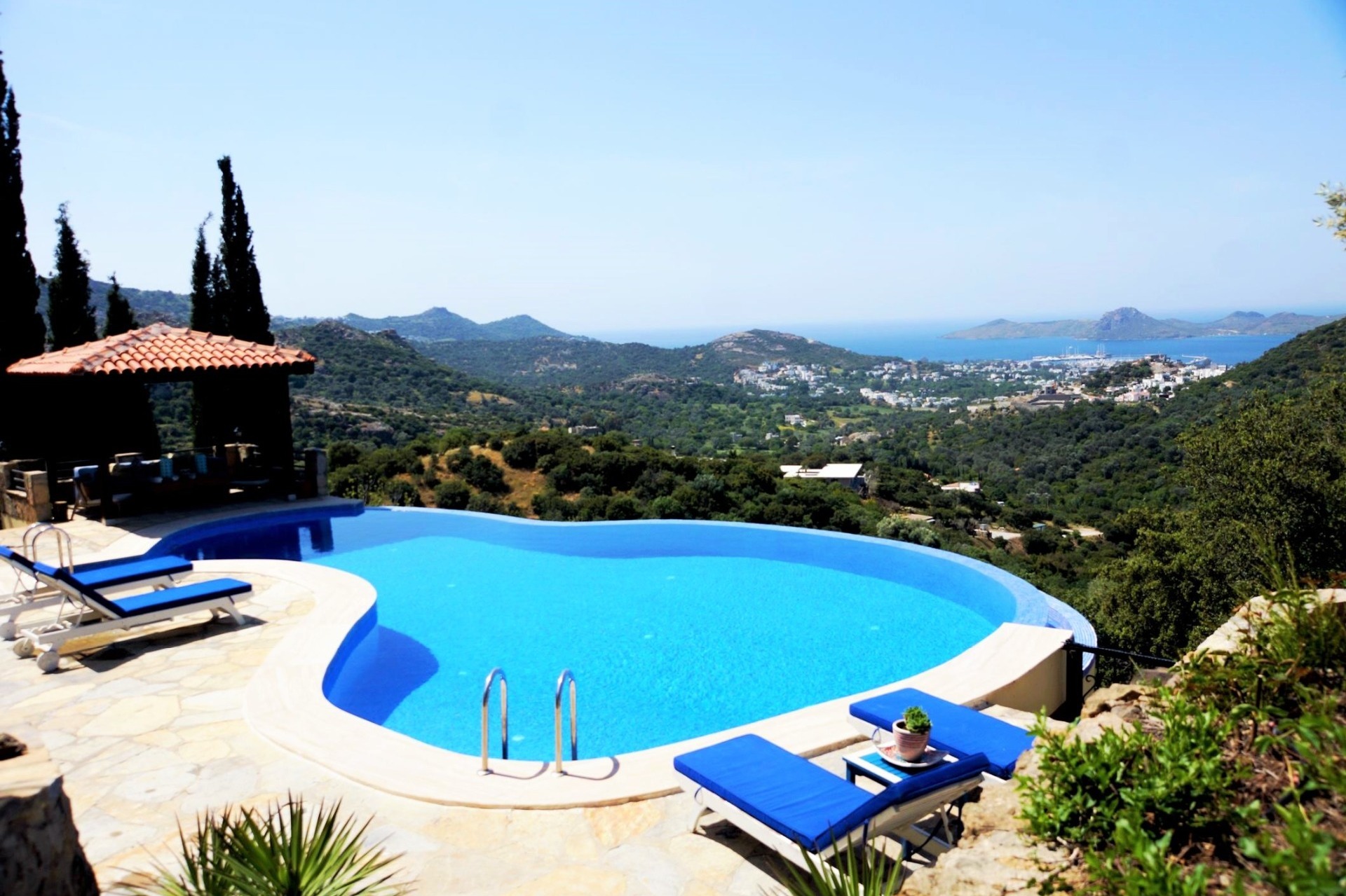 Yalikavak Marina Views from luxury villa Tia Bodrum holiday villas for rent Turkey