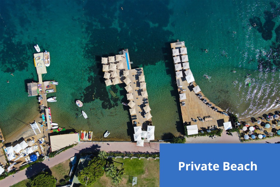 Gundogan bay luxury holiday rental with private beach deck
