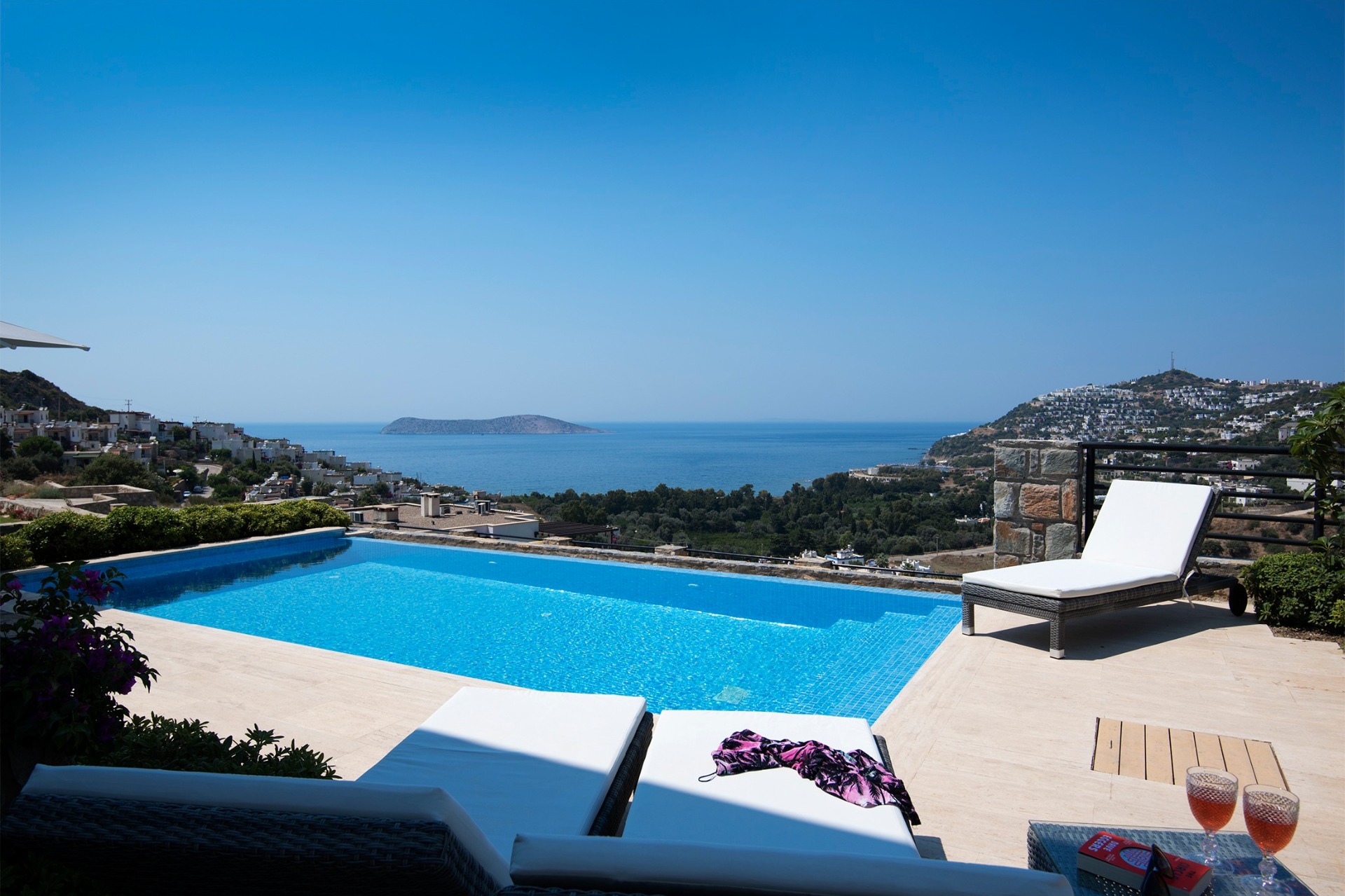 Private pool, sea views Gumusluk luxury villa for rent Bodrum Turkey